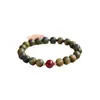 Pulsera de Sándalo Verde y Cinabrio para Mujer, Pulsera de Ágila para Meditación, Nuevo Estilo Chino Disco de Madera Bolas para Jugar, Accesorios para Hombres y Mujeres