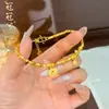 Pulseira Espiral Banhada a Ouro Estilo Antigo com um Toque de Luxo Discreto, Pulseira Feminina de Luxo Leve com Símbolos de Estrela e Desejos, Cor Duradoura