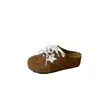 Tamancos de Cadarço Estilo Retrô para Mulheres, Sola Grossa, Aumentam a Altura, Antiderrapantes, Para Uso Externo, Estilo Birkenstock, Meio Chinelos de Costas Abertas, Sapatos de Couro Genuíno