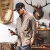 Camisa de Algodón y Lino Estilo Chino Manga Tres Cuartos para Hombre Verano 2025 Nueva Delgada Retro Cuello Mao Tendencia Marca Camisa de Manga Corta