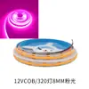 Tira de luz LED COB de 24V, 12V de alto brillo, 8MM, luz roja, luz verde, luz azul, luz dorada, luz rosa, luz morada, luz azul hielo