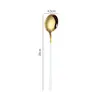 Cuchara Redonda de Acero Inoxidable Estilo Coreano Cuchara Jingle Celebridad de Internet Cuchara de Mango Largo Casera para Tremella y Nido de Pájaro Cuchara para Postre de Boda