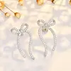 Nuevos Pendientes Populares de Gama Alta S925 Plata de Ley con Forma de Lazo con Microincrustación Completa de Diamante y Baño de Oro Real