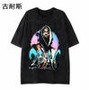 Playera de Manga Corta de Algodón Puro Retro Transfronteriza de AliExpress para Hombre Verano Nicho Manga Media Holgada Hip-hop High Street Playera de Manga Media