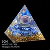 Transfronterizo 6cm Cristal Natural Letra Dorada Adorno Decorativo de Escritorio para el Hogar Pirámide de Resina para Chakra Yoga Meditación