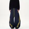 Pantalones de Rayas Estilo Nuevo Campus para Hombre Primavera, Otoño e Invierno Pantalones Deportivos Pesados para Adolescentes Rectos Sueltos Casuales
