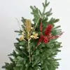 Lirio Simulado Espigas de Trigo Rojo Dorado Arreglo Navideño Cortes de Fruta Navideña Hojas Árbol de Navidad Polvo Dorado Lentejuelas