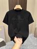 Camiseta Masculina Manga Curta Aço Estampada Côncava e Convexa Marca de Moda Luxo Leve Britânica Business Tridimensional Malandro Bonito Tendência Comércio Exterior Atacado Transfronteiriço