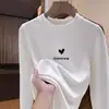 Camisa base de terciopelo transfronteriza para mujer Otoño e Invierno Cálida Interior Color Sólido Manga Larga Superior Holgado Todo Fósforo Camiseta con Forro de Felpa Lija