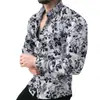 Nueva Camisa de Lujo Ligero de Alta Gama para Hombre 2026, Top Casual Holgado con Estampado de Manga Larga para Hombre, Tallas Plus