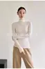 Suéter de punto de lana gris de cuello alto estilo francés para otoño e invierno para mujer, suéter base de cuello en capas de alta gama, top interior ajustado