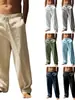 Em Estoque Transfronteiriço Novo Modelo Site Independente Wish Aliexpress Timu Calças Casuais Masculinas Algodão Linho Soltas Respiráveis Calças Longas