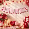 Dia dos Namorados BANDEIRA Coração LOVE Letra Rosa Bandeira Pendurada Festa do Dia dos Namorados Qixi Pedido de Casamento Decoração