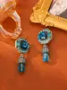 Brincos Longos Retrô Vintage Diamante Completo Nicho Geométrico Elegante Exagerado Estilo Palácio Atmosférico Medieval Feminino