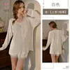 Pijama sexy Kameixue com textura canelada fina, confortável para usar em casa, conjunto de duas peças com calça longa e detalhe em renda 2295