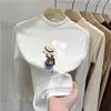 Camada base infantil forrada de fleece, roupa íntima para outono e inverno, camiseta de manga longa com gola alta escovada, top de alta qualidade estilo coreano para meninas