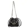 Bolsa feminina estilo coreano inspirada na Chanel 2026 nova moda bolsa transversal com corrente texturizada bolsa bucket bolsa de ombro casual para mulheres
