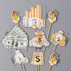 Adornos de Mahjong Decoración de Pastel de Cumpleaños Día del Padre Dios Masculino Se Hace Rico y Cuenta Dinero Hasta que le Dan Calambres en las Manos y se le eriza el Pelo