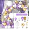 Conjunto de festa com corrente de balões roxo lavanda, guirlanda de balões, pacote de balões de látex