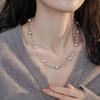 Colar Feminino Zhen Duo Ma Cinza Shijia Zhengyuan Pérola Brilhante S925 Prata Esterlina Design de Nicho Estilo Frio
