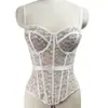Camisola Sexy de Encaje Bordado Lujosa Moldeadora de Cintura Ropa Exterior Espalda Hermosa Hombros Descubiertos Adelgazante Push-up Corsé de Ballenas