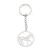 Molde exterior exportación cadena de cinta de acero de titanio llavero redondo hueco simple pluma caballo colgante llavero de acero inoxidable 304