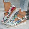 Sapatos Casuais da Moda com Solado Grosso para Mulheres, Estilo Europeu e Americano, com Design Estampado, Fivela, Design Vazado, Salto Anabela, Tamanhos Grandes