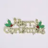 Decoraciones navideñas de plástico galvanizado letrero de letra en inglés MerryChristmas colgante para decoración de árbol de Navidad