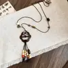 Nuevo collar colgante con botón floral estilo chino para mujer, cadena para suéter de diseño nicho estilo étnico, cadena para el cuello de alta gama vintage