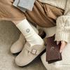 Calcetines de Media Pantorrilla para Mujer en Invierno, Calcetines Gruesos de Lana Cálidos, Bordado de Dibujos Animados, Versátiles Sin Costuras, Calcetines Largos de Cachemir al por Mayor