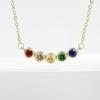Aliexpress Wish Transfronterizo Caliente Redondo Color Burbuja Arcoíris Zirconia Collar Imitación Plata S925 Chapado en Oro Cadena Clavícula Sonrisa