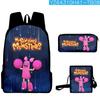 Mochila de Ombro para Estudante com Estampa de Monstro de Concerto Transfronteiriço, Estojo