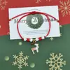 Pulseiras de Natal Mais Vendidas na Europa e América, Sino, Floco de Neve, Peças de Liga de Zinco e Argila Polimérica do Papai Noel, Pulseiras Trançadas à Mão