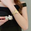 Pulsera Abierta de Mariposa de Flor Metálica Europea y Americana Distintiva Moda Retro Simple Elegante Nicho Pulsera Geométrica para Mujer