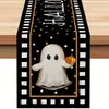Toalha de mesa de Halloween transfronteiriça com estampa de caveira e morcego, banner de toalha de mesa para decoração de festa de feriado para sala de jantar interna
