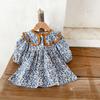Vestido de Algodón Puro Estilo Coreano para Bebé Niña con Ribete de Color Contrastante y Estampado Floral, Vestido Versátil para Niños Pequeños y Medianos en Primavera y Otoño