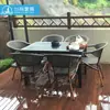 Mesa y Sillas de Mimbre para Exterior Silla de Mimbre para Patio Balcón Ocio Silla para Exterior Exterior Impermeable Protector Solar Silla para Cafetería Tienda de Té con Leche