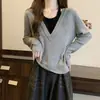 Talla Extra Chicas Gorditas Falso Dos Piezas Cuello en V Manga Larga Tejido Otoño Nueva Llegada Diseño de Nicho Estiloso Suéter para Mujer