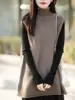 Chaleco Tejido de Punto Minimalista de Media Altura y Longitud Media para Mujer, Nuevo 2026 de Corte Holgado, Chaleco Versátil para Superponer, Cardigan de Suéter Tendencia
