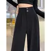 Pantalones rectos holgados de talla grande para mujer, nuevos pantalones casuales versátiles de pierna ancha sueltos de cintura alta de verano, estilo coreano