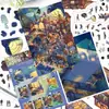 ¡No apagues las luces! Aquí Hay Pegatinas de Paisajes de Pueblos Pequeños, Escenas de Dibujos Animados, Pegatinas Estéreo 3D para Planificador, Pegatinas DIY para Aliviar el Estrés