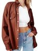 Transfronterizo 2024 Amazon Nuevo Solapa Color Sólido Bolsillo PU Cuero de Mujer Moda Casual Top de un Solo Botón Mujer