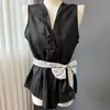 Lenço de Fita 100% Tencel Estilo Pastoral Vintage para Mulheres, Lenço Pontudo com Franja Floral Fresco, Lenço de Cintura, Proteção Solar, Respirável, Primavera