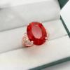 Tiktok online Transmissão ao vivo Vermelho anel de granada diamante vermelho em forma de coração duplo temperamento simples diamante em forma de ovo anel de cristal vermelho