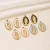 Pingente Oval com Efeito Gota de Óleo Banhado a Ouro 18K Aço Inoxidável Acessórios para Fazer Colar Pulseira Joias