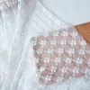 Tela de Cortina Blanca con Adorno de Encaje de Malla Fondo para Fotografía de Bodas Falda para Mesa de Comedor Tela para Ropa