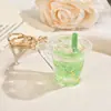Copo de chá de leite iceberg de cristal garrafa flutuante chaveiro luminoso criativo pingente de mochila para copo de chá de leite boneca presente atacado