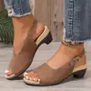 Mais vendidos em sites independentes: Sandálias de tiras nas costas com bico de peixe em sete cores, camurça sintética, salto plataforma, sola macia, emagrecimento, casual, sapatos femininos para o dia a dia
