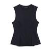 Top sin mangas con cuello redondo, dobladillo de falda corta, cintura ajustada, corte entallado, diseño de nicho, para mujer, 2025, negro, top simple
