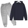 Sudadera con capucha y conjunto de sudadera de color sólido de moda casual para niños, fabricante de comercio electrónico, dropshipping, otoño, invierno, transfronterizo